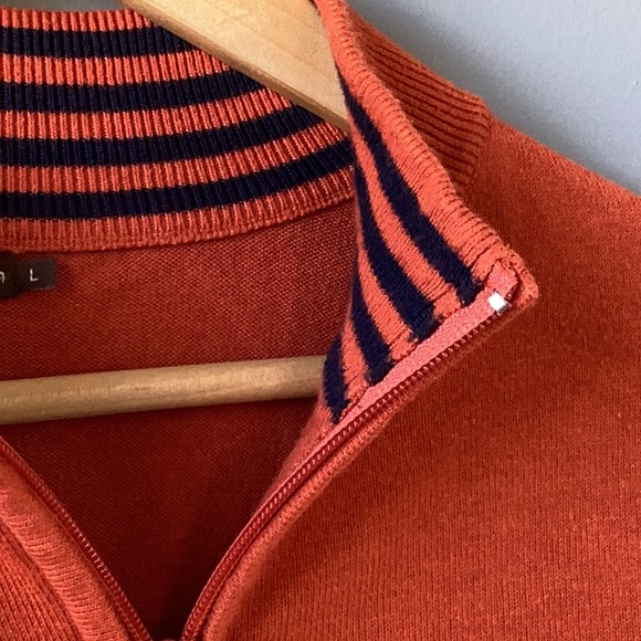 Men’s J. McLaughlin Tate Sweater 1/4 Zip Orange Cotton Size Large - Picture 3 of 7
